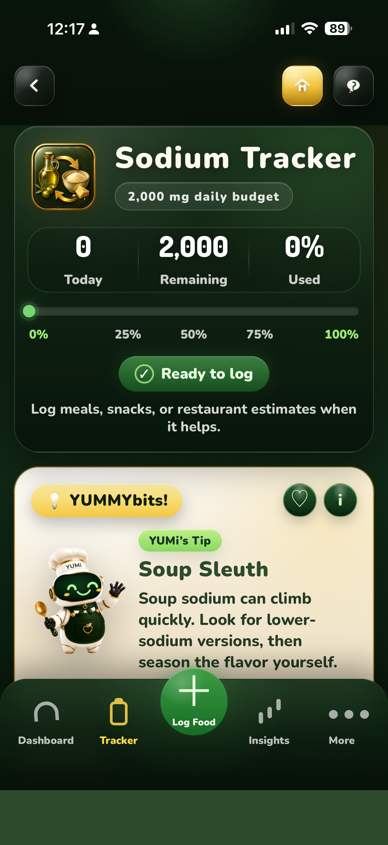SodiYUMMY!™ Sodium Tracker iPhone screen